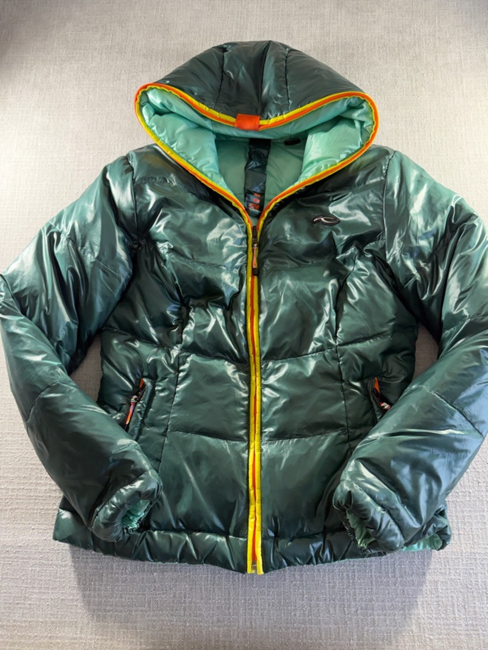 KJUS "Nahla" down filled shiny luxury goose down reversible puffer ski jacket XL